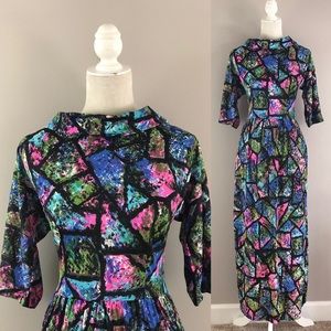60’s Vintage ‘Basila’ Stained Glass Print Dress
